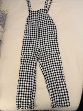 Zara Black and White Gingham Dungaree Overalls